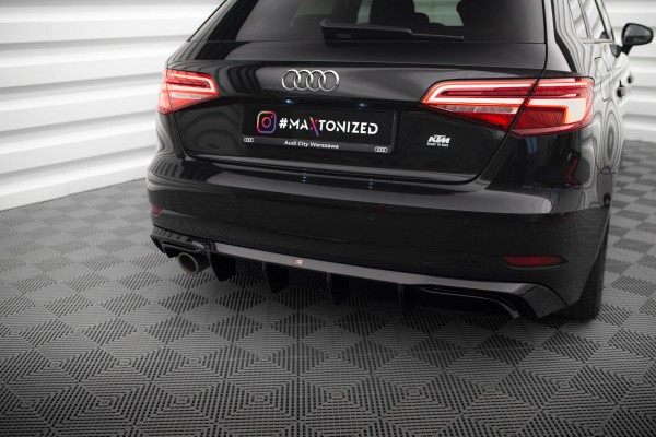 Diffusor Heck Ansatz für Audi A3 Sportback 8V Facelift (Version mit einseitigem Auspuffrohr)