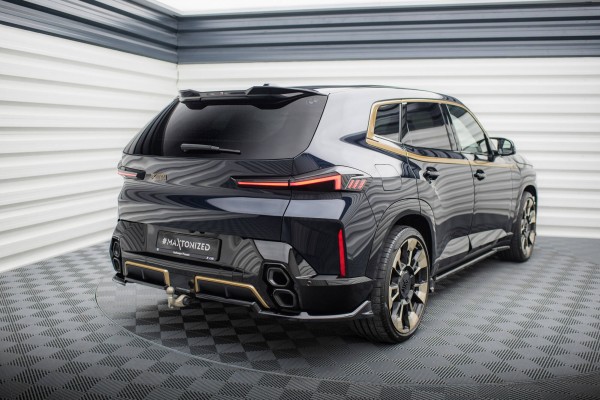 Hinten Splitter (mit einem vertikalem balken) für BMW XM G09 schwarz Hochglanz