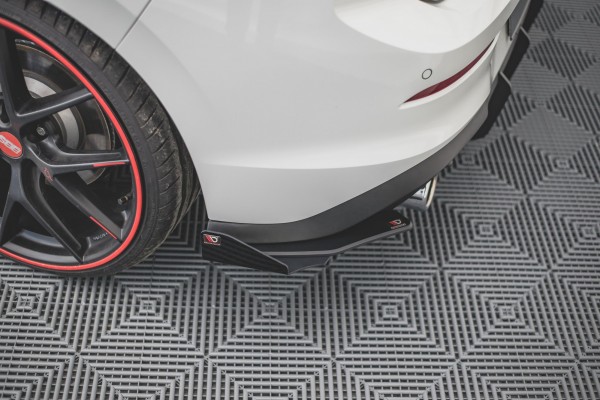 Robuste Racing Heck Ansatz Flaps Diffusor +Flaps für Volkswagen Golf GTI / GTE Mk8 schwarz Hochglanz