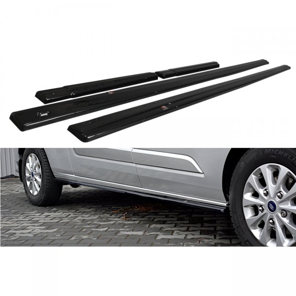 Seitenschweller Ansatz passend für FORD TRANSIT CUSTOM MK.1 FL 2018 schwarz Hochglanz