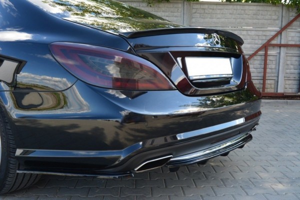 Mittlerer Diffusor Heck Ansatz für MERCEDES CLS C218 DTM LOOK AMG LINE schwarz Hochglanz