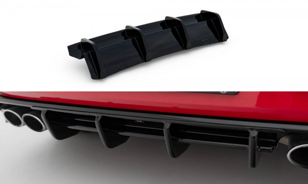 Diffusor Heck Ansatz für Volkswagen Golf R Hatchback R Mk7 Facelift schwarz Hochglanz