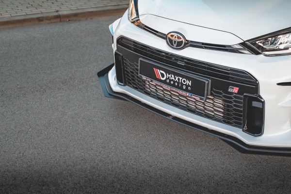 Robuste Racing Front Ansatz für passend +Flaps für Toyota GR Yaris Mk4 schwarz Hochglanz