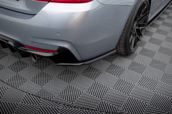Heck Ansatz Flaps Diffusor V.4 für BMW 4er Coupe M-Paket F32 schwarz Hochglanz