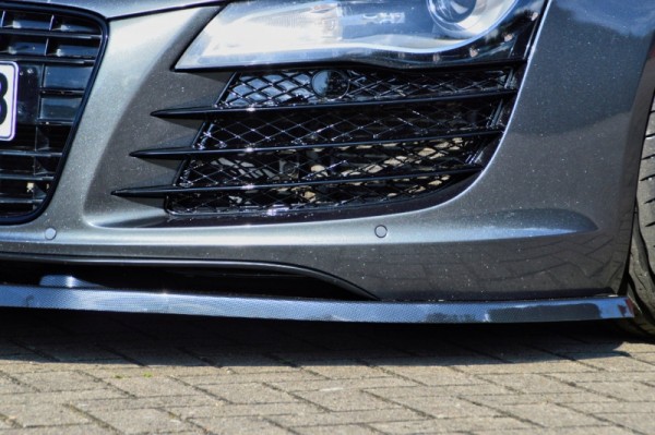 Cup Frontspoilerlippe aus ABS, passend für V8+V10+GT+LMX hochglanz schwarz Audi R8, 42 Bj.: 2006-201