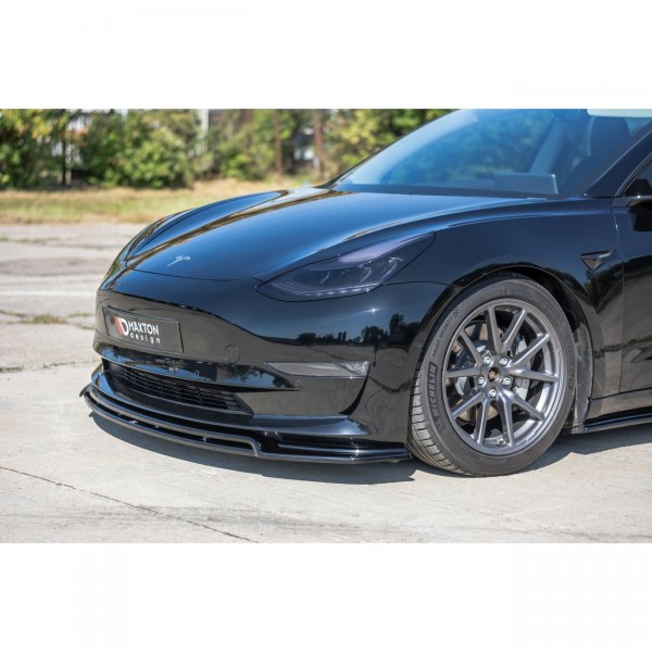 Front Ansatz passend für V.2 Tesla Model 3 schwarz Hochglanz