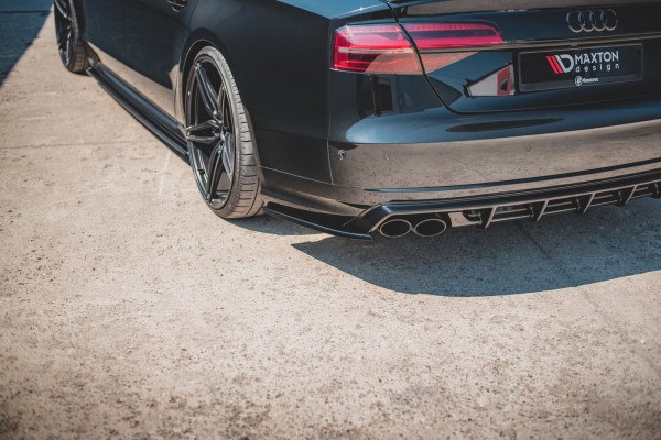 Heck Ansatz Flaps Diffusor V.2 für Audi S8 D4 Facelift schwarz Hochglanz