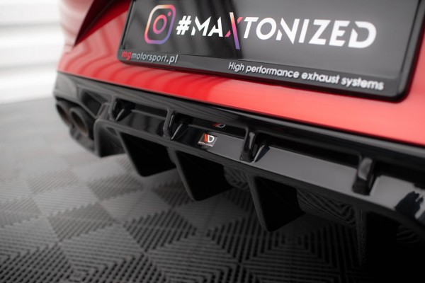 Diffusor Heck Ansatz für Cupra Leon Hatchback Mk1 schwarz Hochglanz