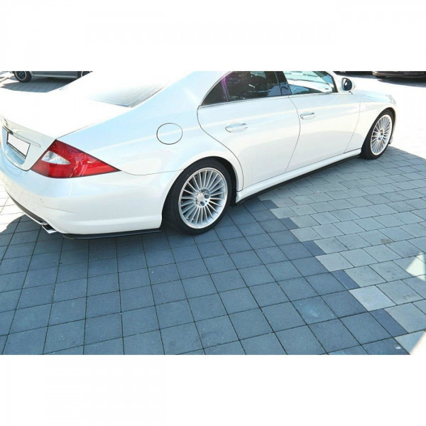 Heck Ansatz Flaps Diffusor für Mercedes CLS C219 55AMG schwarz Hochglanz