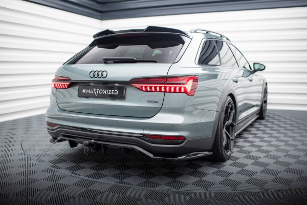 Hinten Splitter (mit einem vertikalem balken) für Audi A6 Allroad C8 schwarz Hochglanz