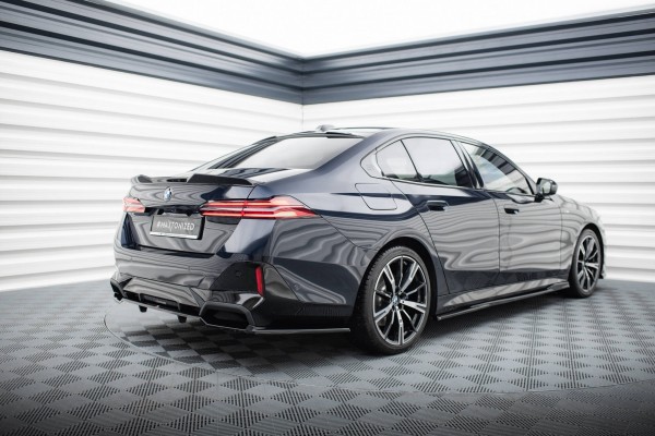 Hinten Splitter (mit einem vertikalem balken) V.2 für BMW 5er / i5 M-Paket G60 schwarz Hochglanz