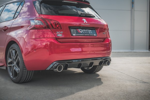 Diffusor Heck Ansatz für + Endschalldampfer Sportauspuff Attrappe Peugeot 308 GT Mk2 Facelift
