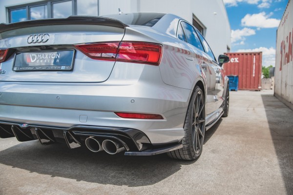 Heck Ansatz Flaps Diffusor V.2 für Audi S3 Limousine 8V Facelift Carbon Look