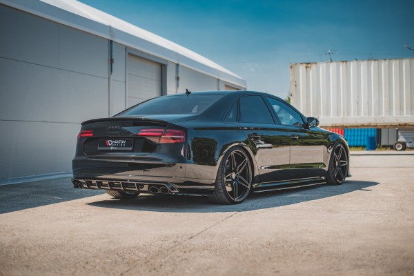 Heck Ansatz Flaps Diffusor V.2 für Audi S8 D4 Facelift schwarz Hochglanz
