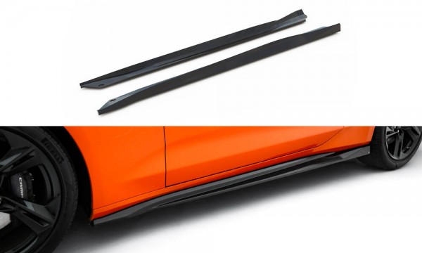 Seitenschweller Ansatz für V.2 für Chevrolet Camaro SS Mk6 Facelift schwarz Hochglanz