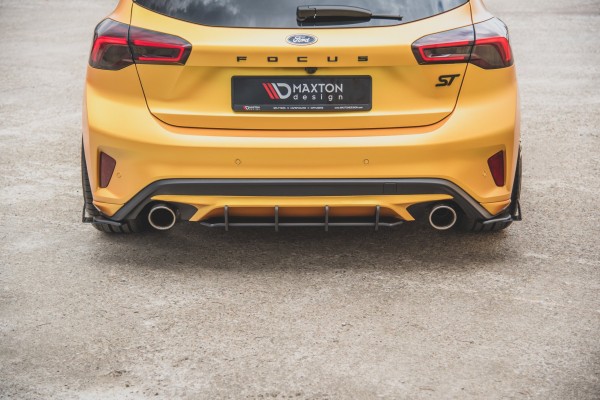 Robuste Racing Heck Ansatz Flaps Diffusor +Flaps für Ford Focus ST Mk4 schwarz Hochglanz