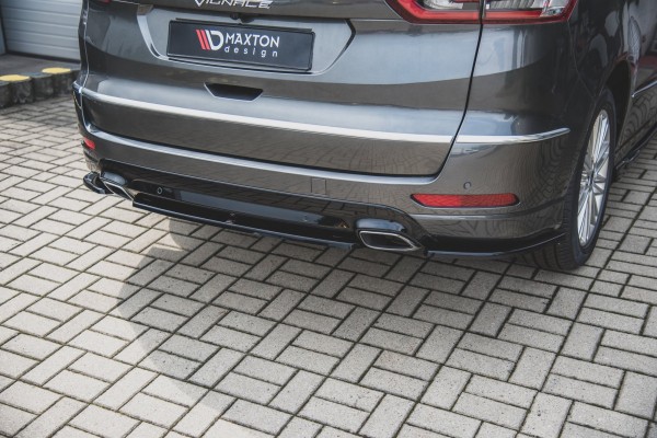 Mittlerer Diffusor Heck Ansatz für Ford S-Max Vignale Mk2 Facelift schwarz Hochglanz