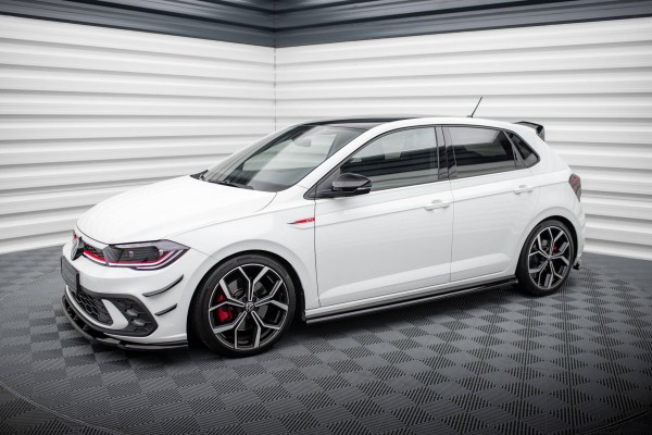 Seitenschweller Ansatz für Volkswagen Polo GTI Mk6 Facelift schwarz Hochglanz