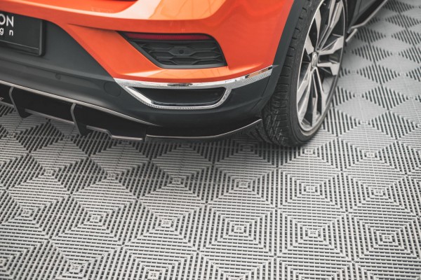Heck Ansatz Flaps Diffusor für Volkswagen T-Roc Mk1 schwarz Hochglanz