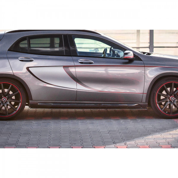 Seitenschweller Ansatz für Mercedes GLA 45 AMG SUV (X156) vor Facelift schwarz Hochglanz