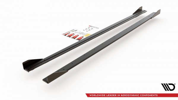 Robuste Racing Seitenschweller Ansatz für für + Flaps Volkswagen Polo GTI Mk6 schwarz Hochglanz