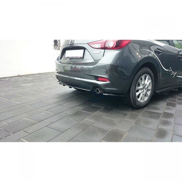 Heck Ansatz Flaps Diffusor für Mazda 3 BN (Mk3) Facelift schwarz Hochglanz