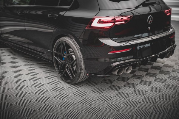 Heck Ansatz Flaps Diffusor V.4 für Volkswagen Golf R Mk8 schwarz Hochglanz