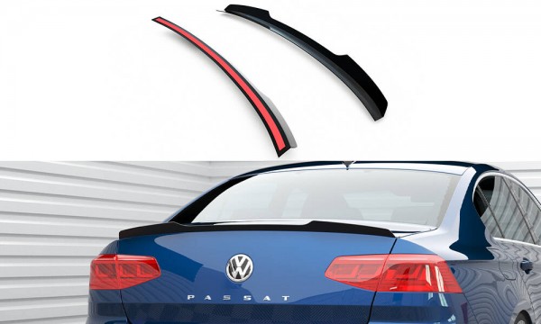 Spoiler CAP für Volkswagen Passat Limousine R-Line Mk8 schwarz Hochglanz