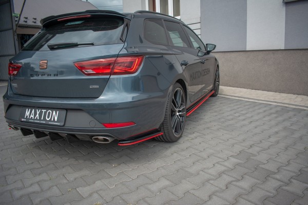 Heck Ansatz Flaps Diffusor passend für V.2 Seat Leon Mk3 Cupra ST Facelift schwarz Hochglanz