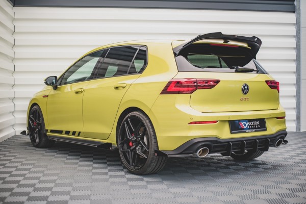 Robuste Racing Heck Ansatz Flaps Diffusor +Flaps für Volkswagen Golf 8 GTI Clubsport schwarz Hochgla