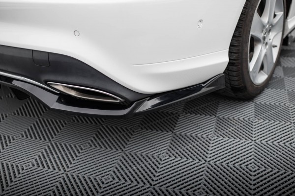 Hinten Splitter (mit einem vertikalem balken) für Mercedes-Benz CLA C117 Facelift schwarz Hochglanz