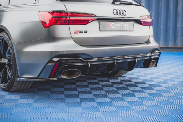 Diffusor Heck Ansatz für Audi RS6 C8 / RS7 C8 (Version mit Anhängerkupplung) schwarz Hochglanz
