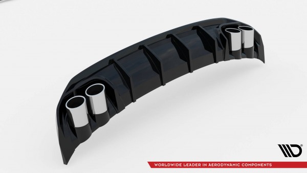 Diffusor Heck Ansatz für + Endschalldampfer Sportauspuff Attrappe Audi A3 S-Line Limousine 8Y