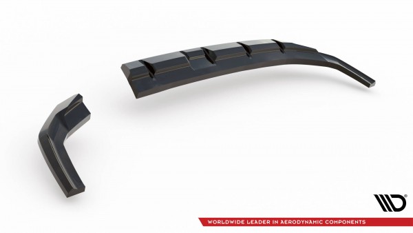 Hinten Splitter (mit einem vertikalem balken) für Hyundai Kona N-Line Mk2 schwarz Hochglanz