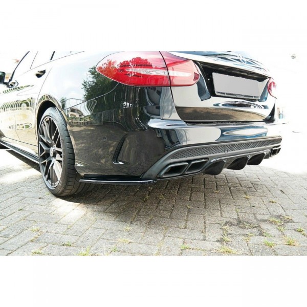 Diffusor Heck Ansatz für Mercedes C-Klasse S205 63 AMG schwarz Hochglanz