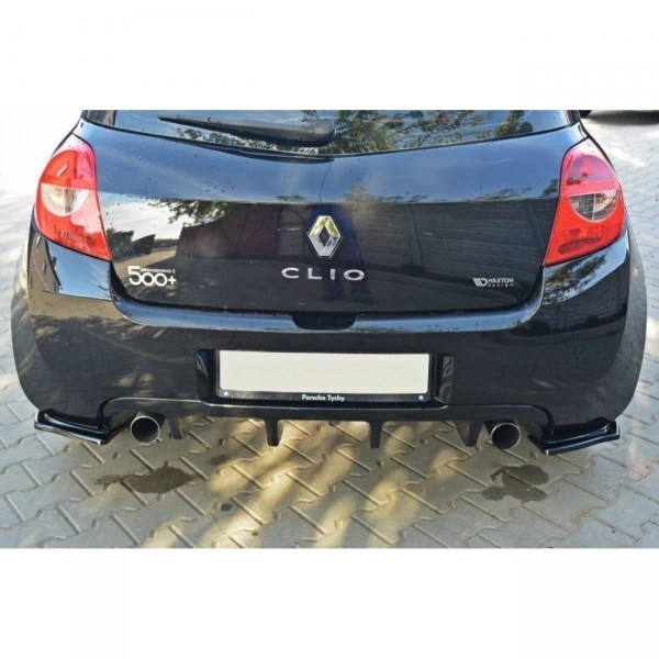 Heck Ansatz Flaps Diffusor für RENAULT CLIO III RS schwarz Hochglanz