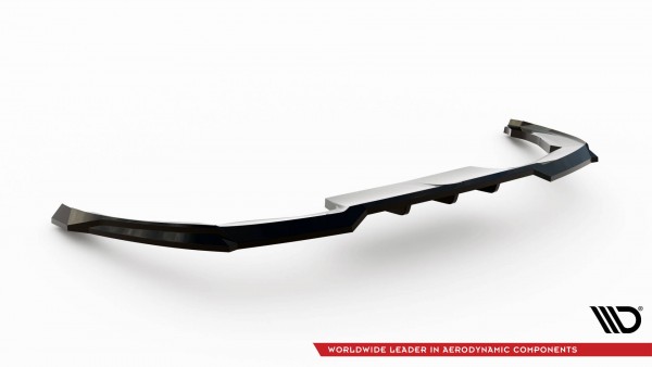 Hinten Splitter (mit einem vertikalem balken) für Peugeot 408 Mk1 schwarz Hochglanz