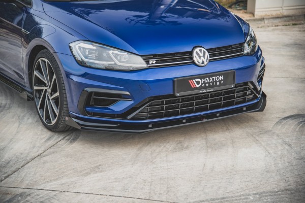 Robuste Racing Front Ansatz für passend +Flaps für VW Golf 7 R / R-Line Facelift schwarz Hochglanz