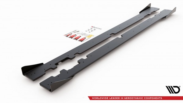 Robuste Racing Seitenschweller Ansatz für für + Flaps Mercedes-AMG C43 Coupe C205 schwarz Hochglanz