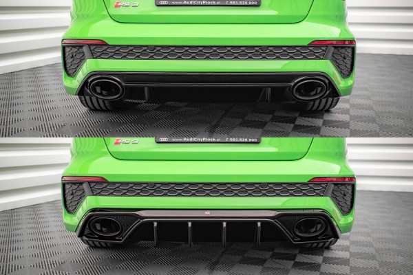Diffusor Heck Ansatz für Audi RS3 8Y schwarz Hochglanz