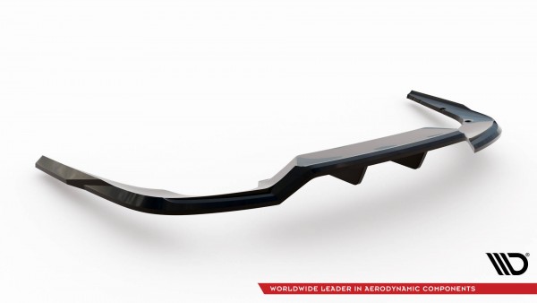 Hinten Splitter (mit einem vertikalem balken) für Volkswagen Passat B9 schwarz Hochglanz
