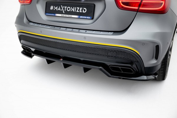 Hinten Splitter (mit einem vertikalem balken) V.2 für Mercedes-Benz GLA 45 AMG X156 schwarz Hochglan