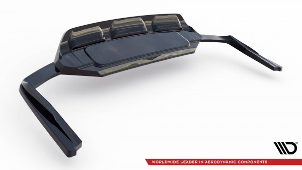 Hinten Splitter (mit einem vertikalem balken) für Audi SQ7 Mk2 (4M) Facelift schwarz Hochglanz