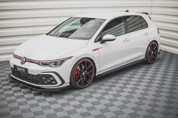 Robuste Racing Seitenschweller Ansatz für für + Flaps Volkswagen Golf 8 GTI / GTI Clubsport schwarz