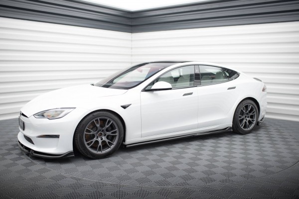 Seitenschweller Ansatz für V.1 für Tesla Model S Plaid Mk1 Facelift schwarz Hochglanz