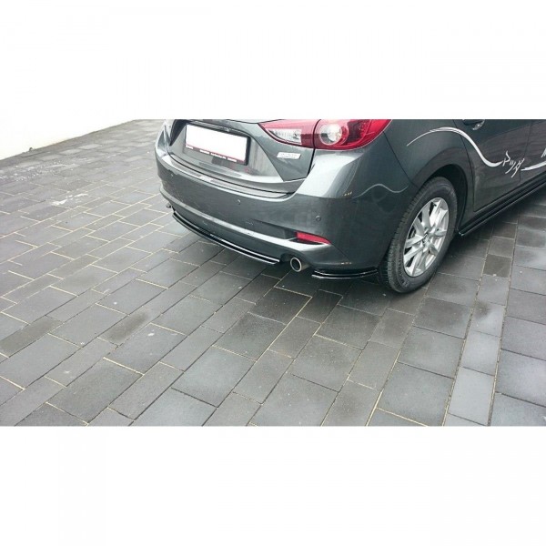 Mittlerer Diffusor Heck Ansatz für Mazda 3 BM (Mk3) Facelift schwarz Hochglanz
