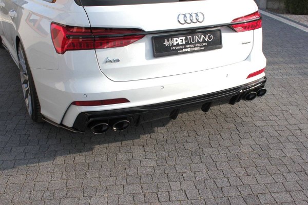Diffusor Heck Ansatz für + Endschalldampfer Sportauspuff Attrappe Audi A6 C8 S-Line