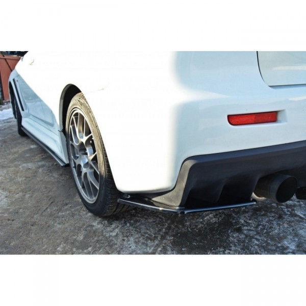 Heck Ansatz Flaps Diffusor für Mitsubishi Lancer Evo X schwarz Hochglanz