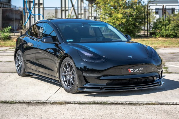 Front Ansatz V.2 für Tesla Model 3 schwarz Hochglanz
