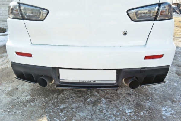 Heck Ansatz Flaps Diffusor für Mitsubishi Lancer Evo X schwarz Hochglanz